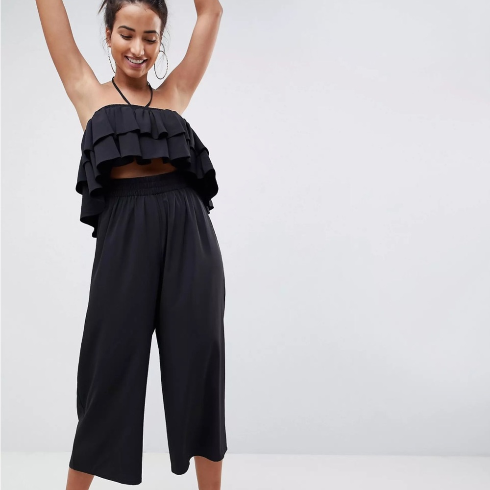 ASOS Ruffle Bandeau Jumpsuit w/ Cut Out Waist Detail